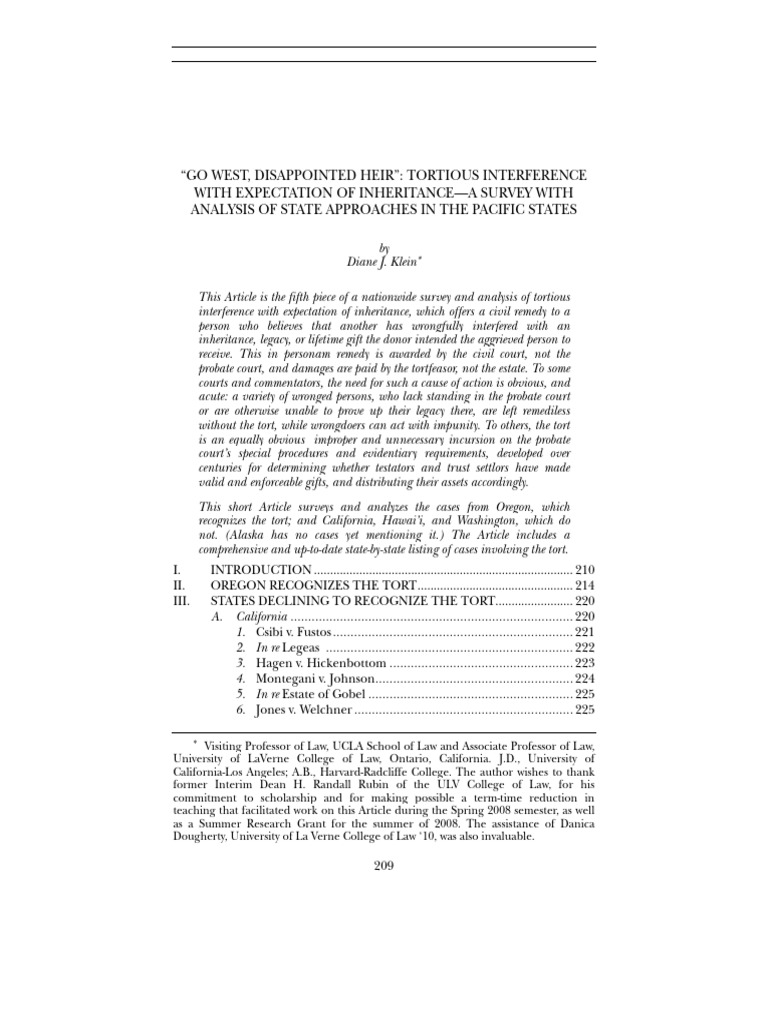 Tortious Interference From Inheritance | PDF | Will And Testament | Tort