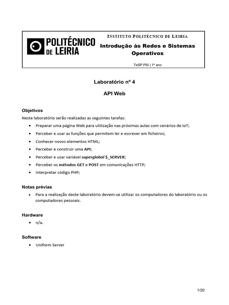 Lab04 - IRSO - API - Web - v3 | PDF | Html | Rede mundial de computadores