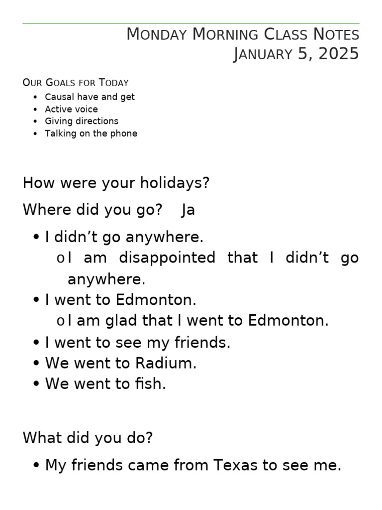 Monday Morning Class Notes January 5, 2026 | PDF | Language Families ...