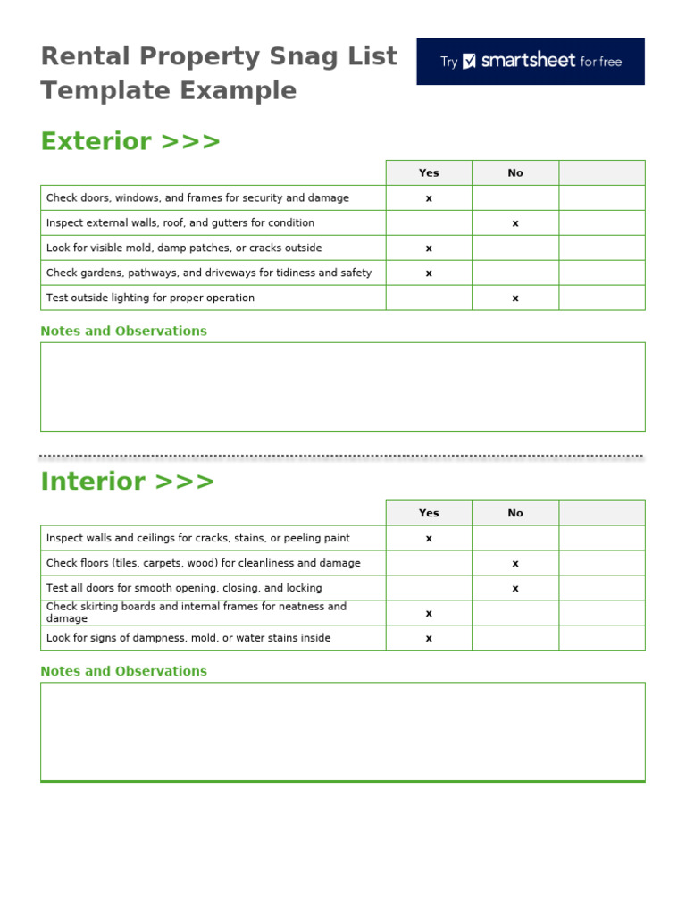 IC Rental Property Snag List Template Example 12389 WORD | PDF | Water ...