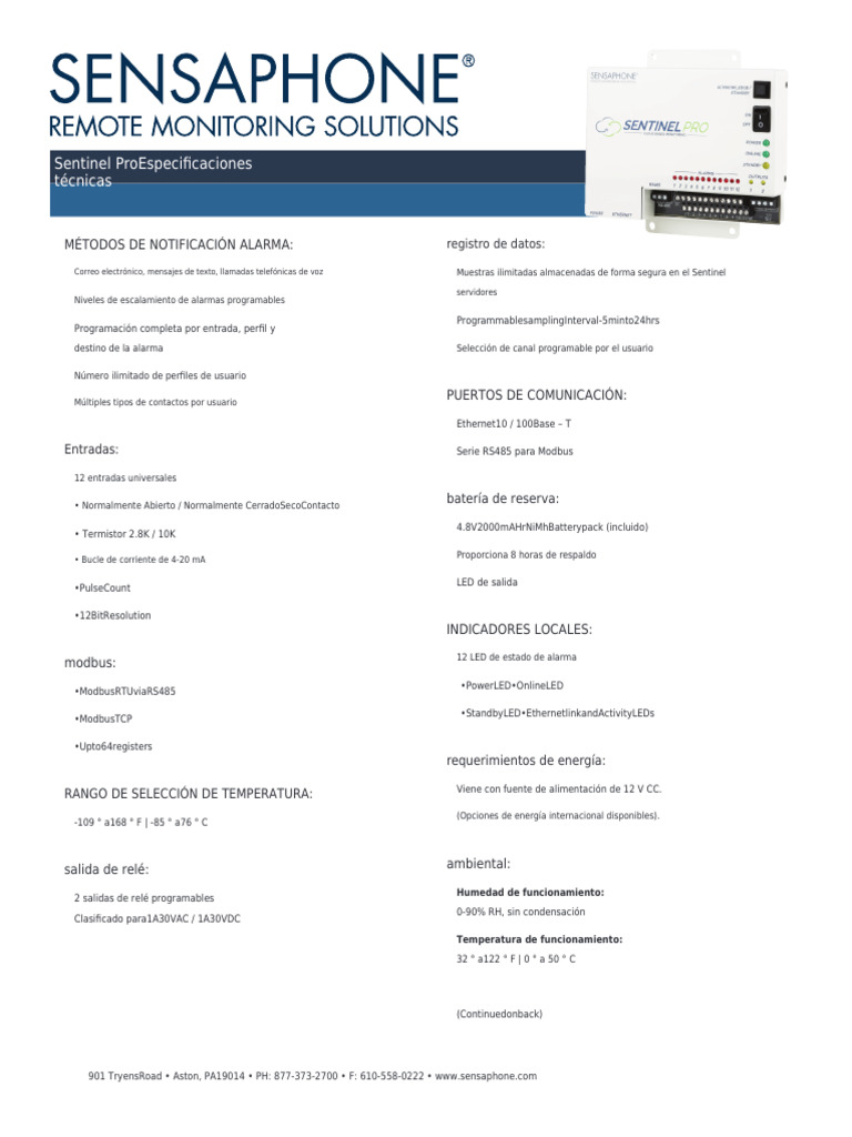 FT Sensaphone Sentinel Pro | PDF | Informática | Ingeniería Informática