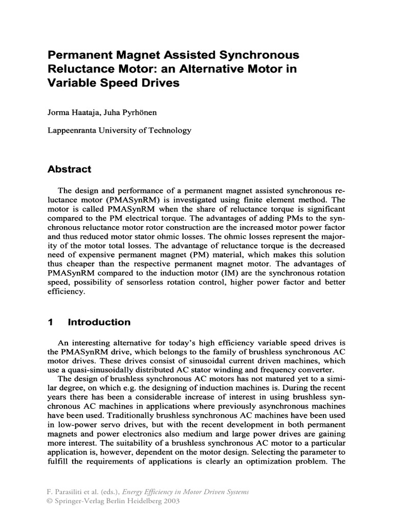 Permanent Magnet Assisted Synchronous | PDF | Electric Motor | Propulsion
