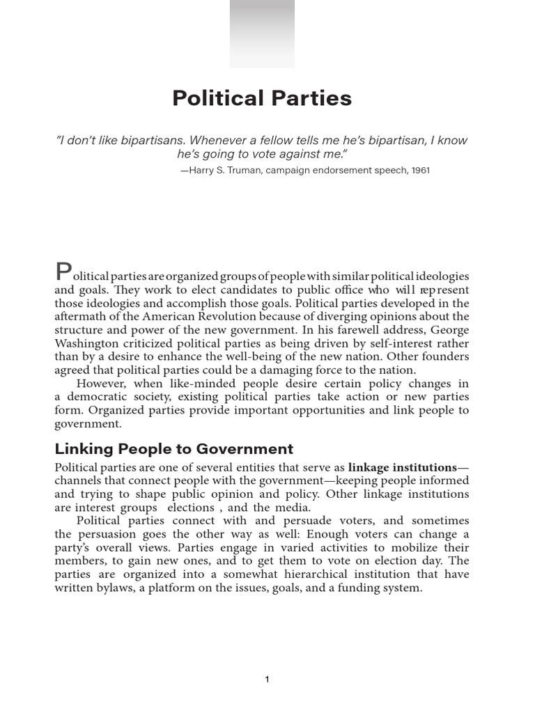 Political Parties Reading and Questions | PDF | Political Parties ...