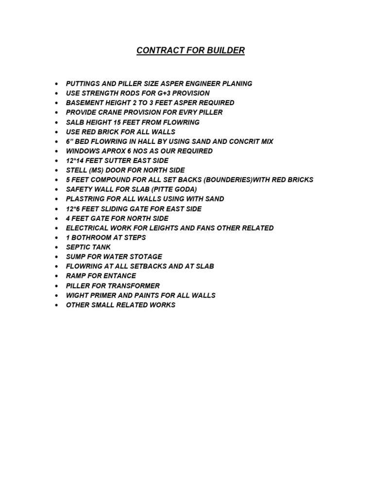 Contract for Builder PDF | PDF