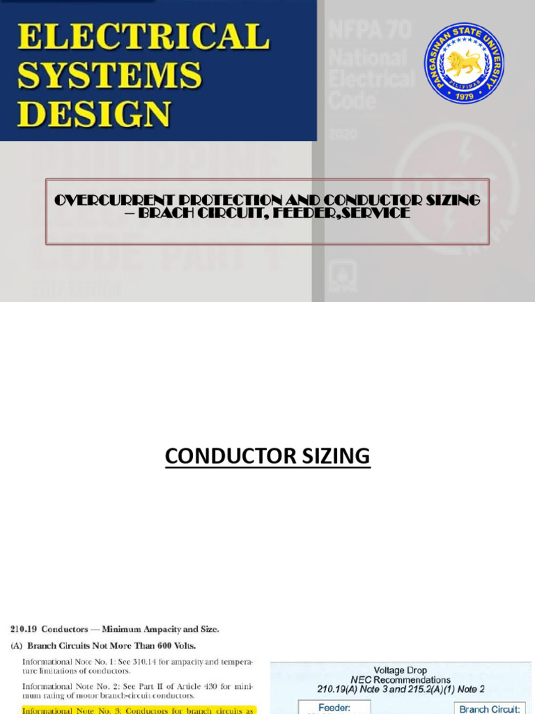 Lecture3 Electrical System Design 2025 Conductor and OCPD Sizing Branch ...
