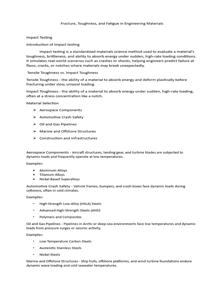 Fracture Toughness and Fatigue in Engineering Materials | PDF ...