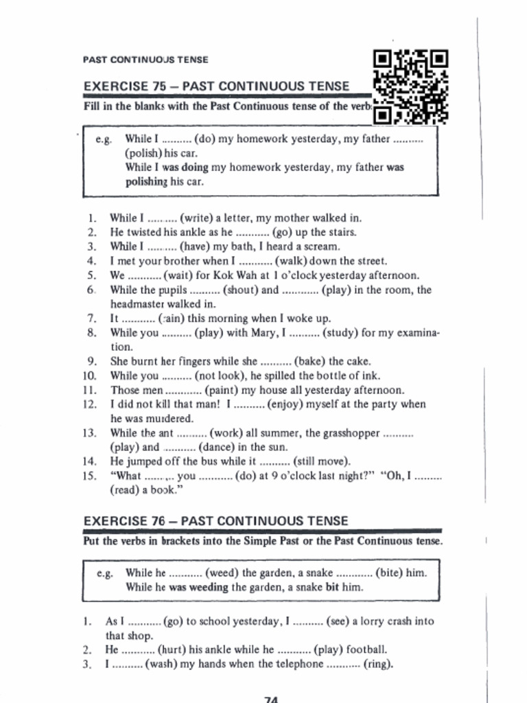 41 Ex75 Past Continuous | PDF