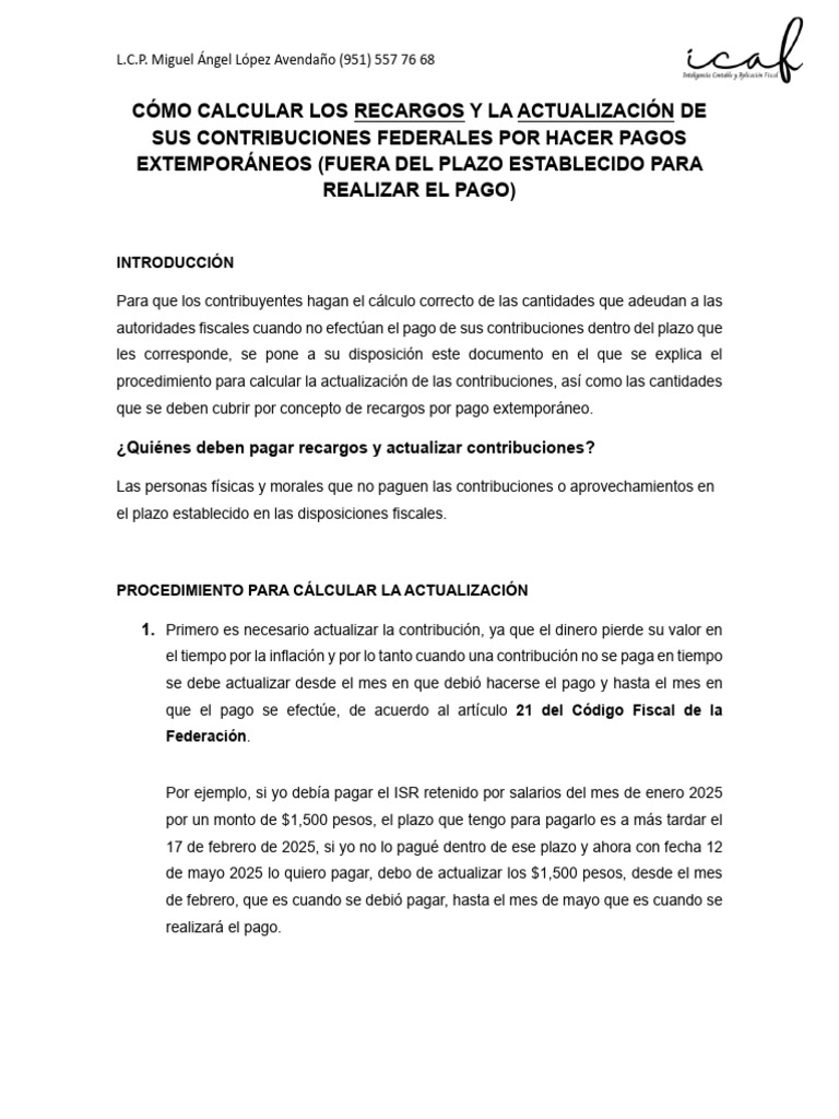 Cómo Calcular Los Recargos y La Actualización | PDF | Porcentaje ...
