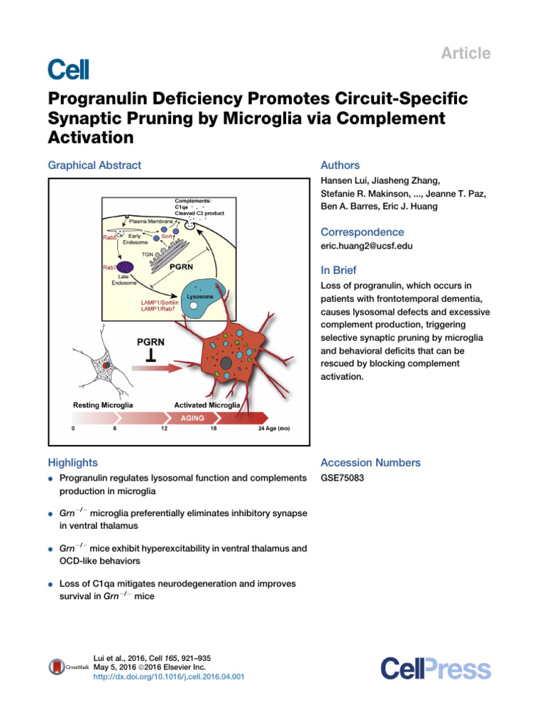 Pi is 0092867416303920 | PDF | Microglia | Synapse