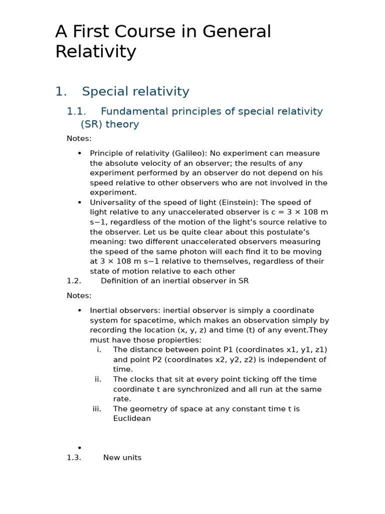 A First Course On General Relativity | PDF | Flux | Spacetime