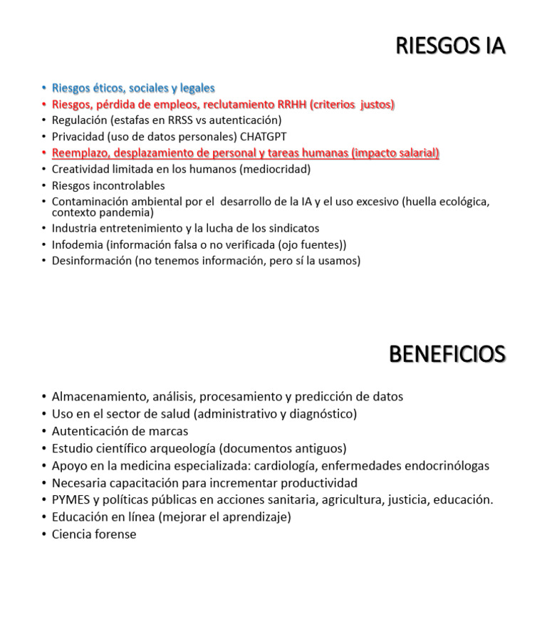 Riesgos y Beneficios de La Ia | PDF