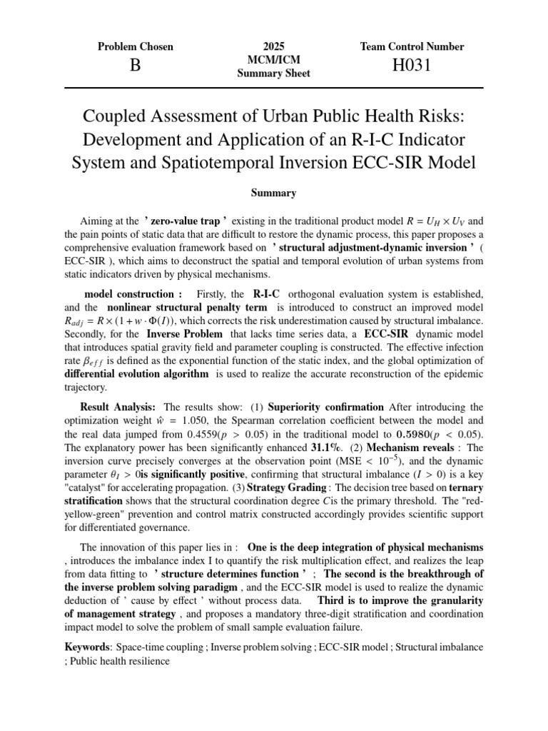Coupled Assessment of Urban Public Health Risks Development and ...