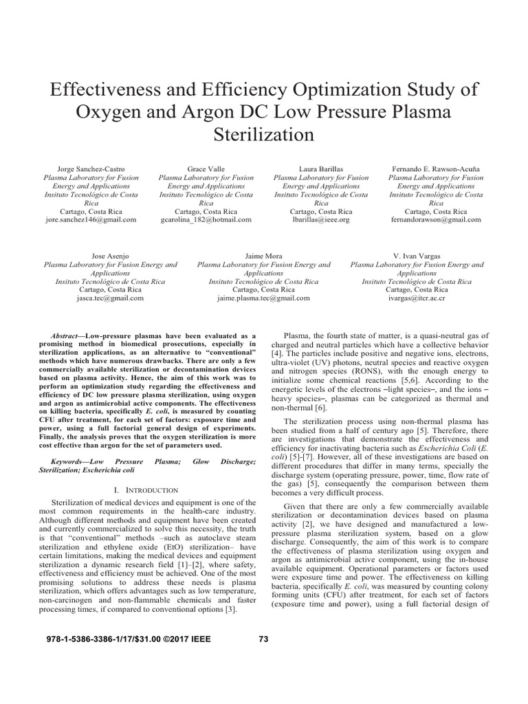 Effectiveness and Efficiency Optimization Study of Oxygen and Argon DC ...
