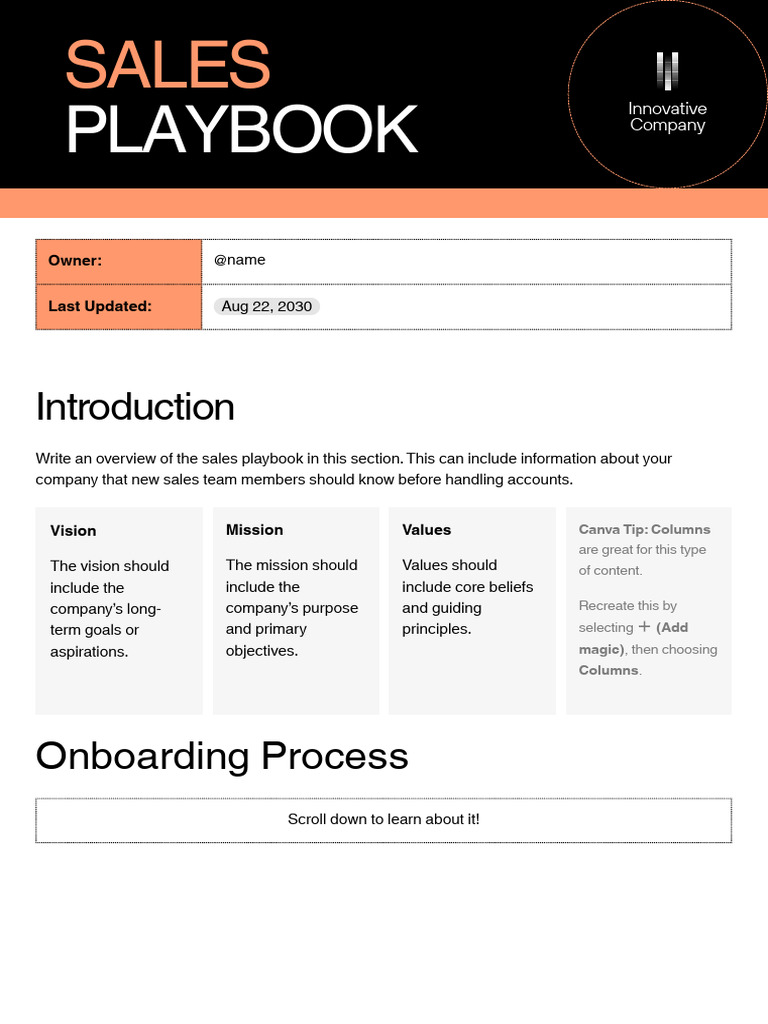 Sales Playbook Doc in Clean & Corporate Style | PDF
