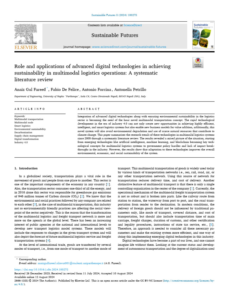 Role and Applications of Advanced Digital Technologies in Achieving ...