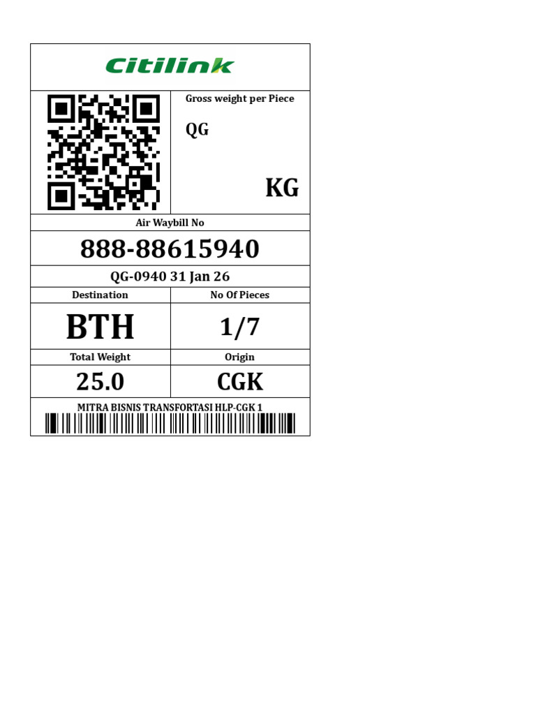 AWB Label 888-88615940 | PDF | Business Documents