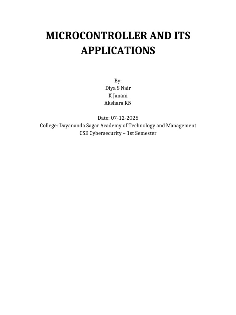 Microcontroller Report Formatted | PDF