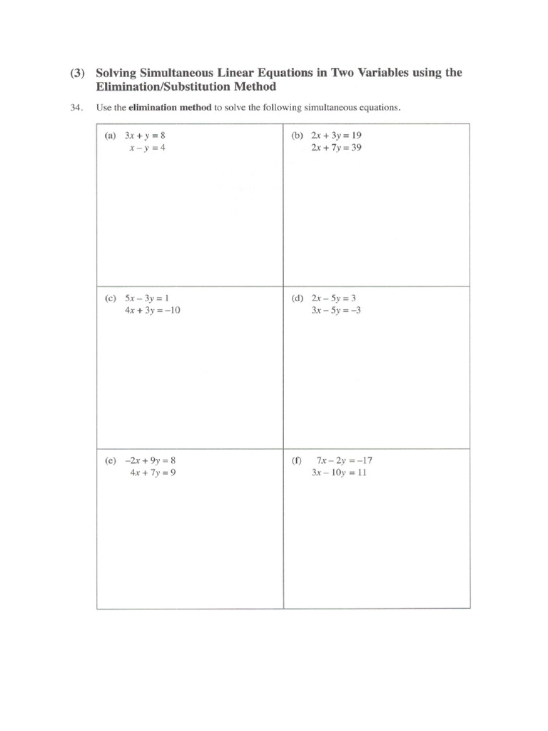 Simultaneous LInear Equations Tiger | PDF