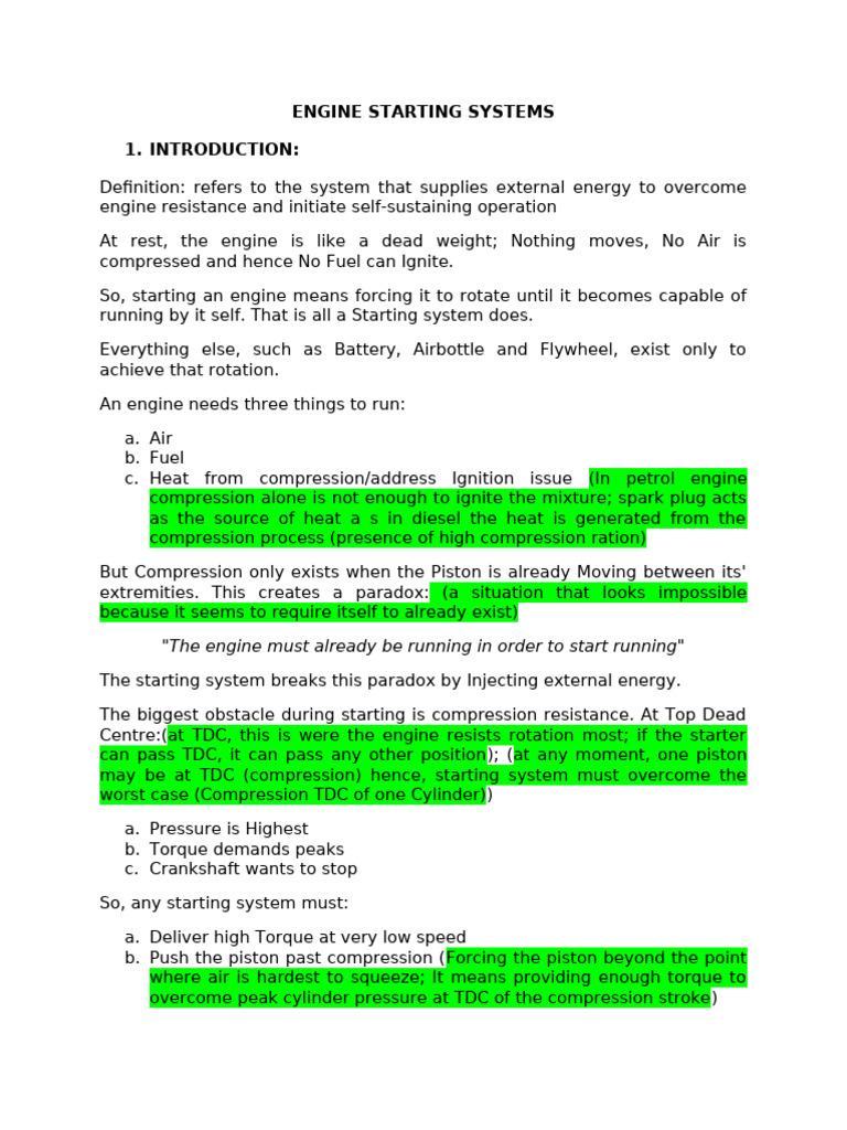 Engine Starting-Wps Office | PDF | Engines | Electric Motor