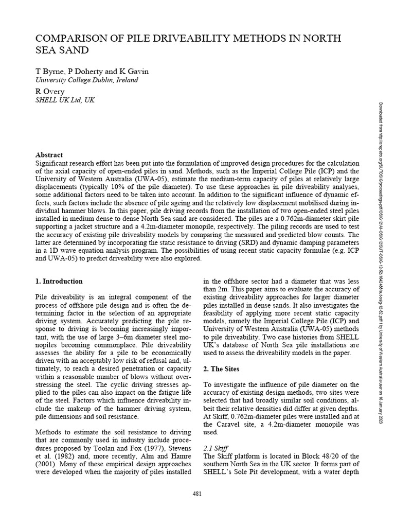 Byrne-Comparison of Pile Driveability Methods | PDF | Friction | Mechanics