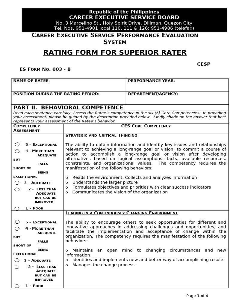 Cespes Form No. 003-b and C - PCRF | PDF | Performance Appraisal | Goal