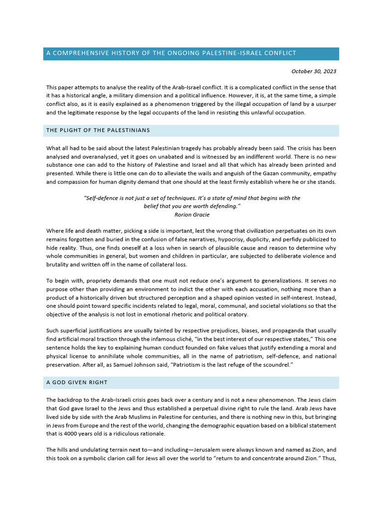 A Comprehensive History of The Palestine Issue | PDF | Israel | World ...