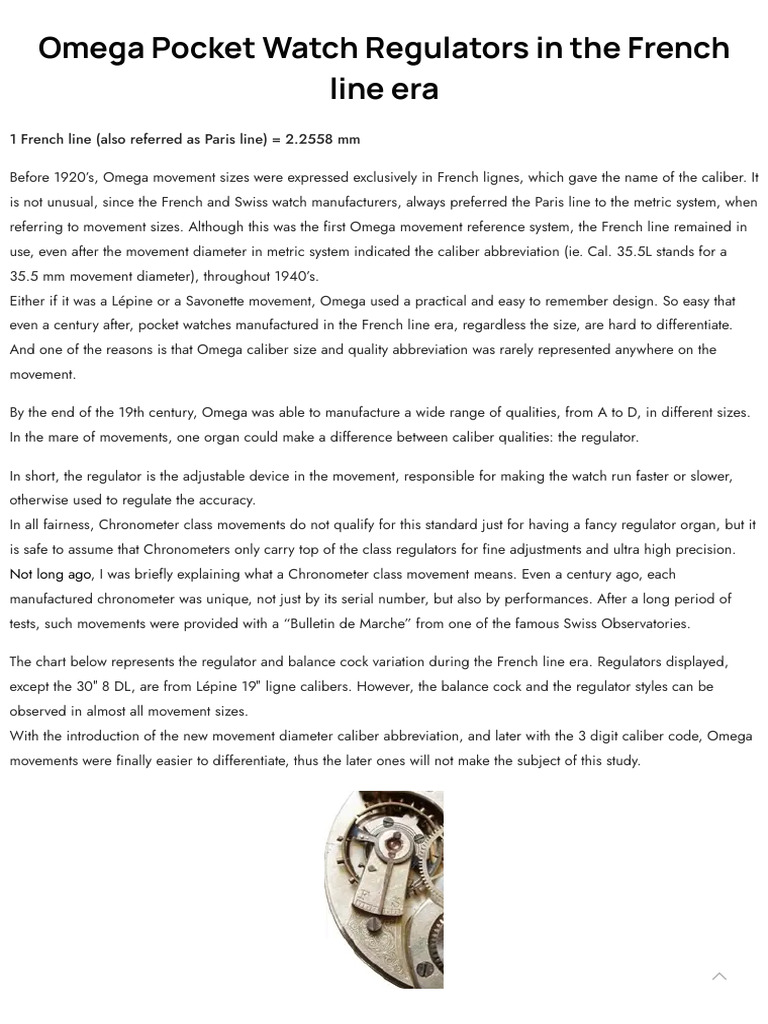 Omega Pocket Watch Regulators in The French Line Era - TWIST OF | PDF ...