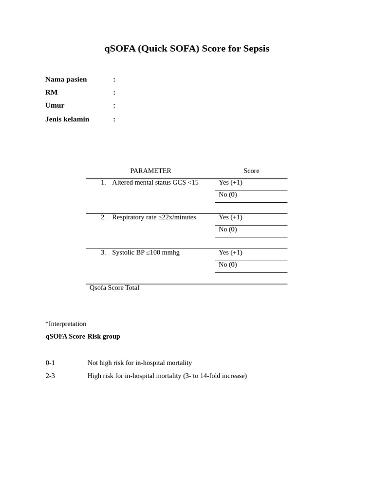 QSOFA Score | PDF