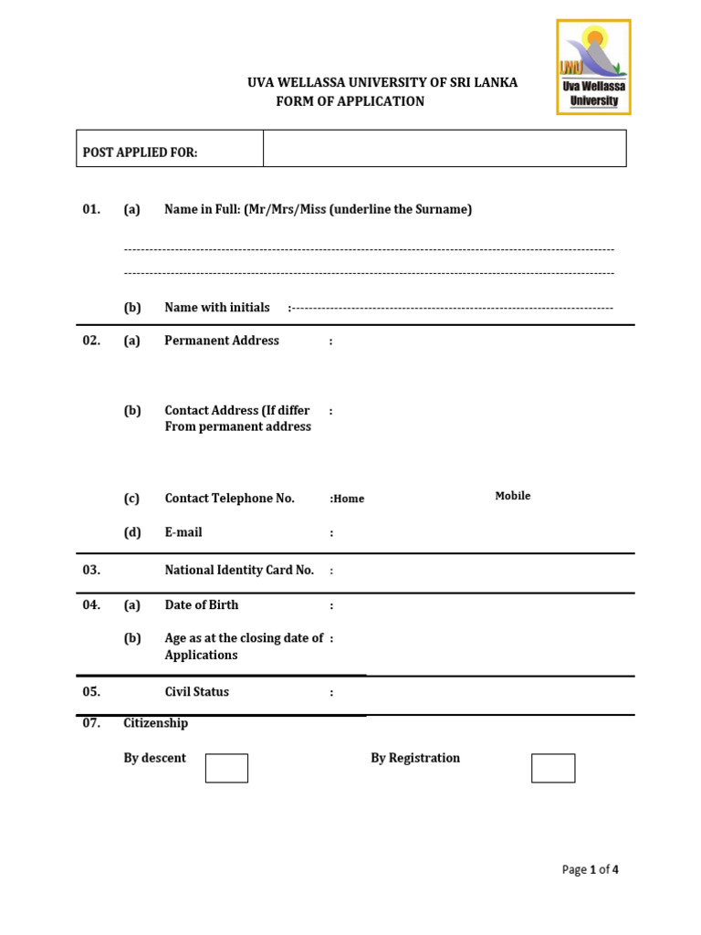 NON ACADEMIC Form of Application | PDF | Academic Degree | Diploma