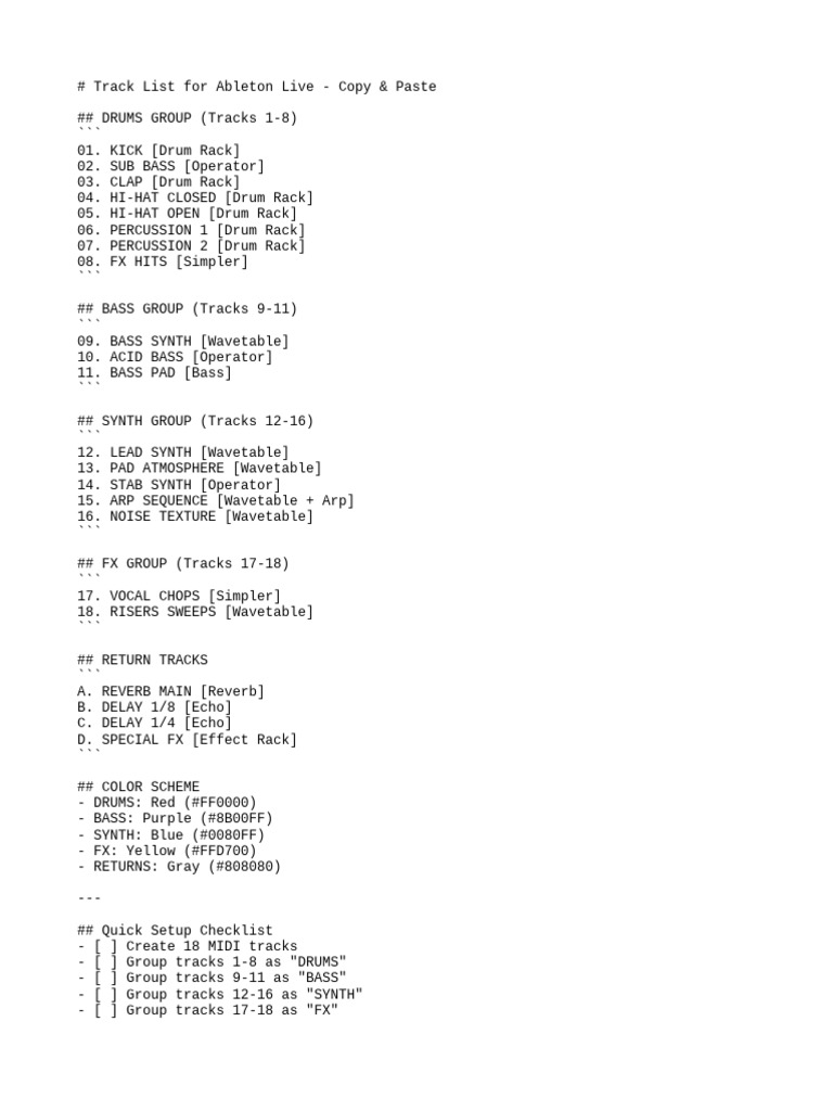 Track List | PDF