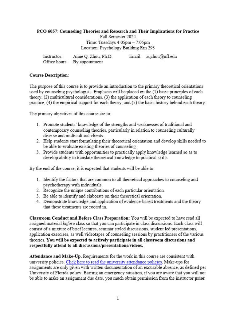Zhou - PCO 6057 Syllabus 08-19-24 | PDF | Theory | Knowledge