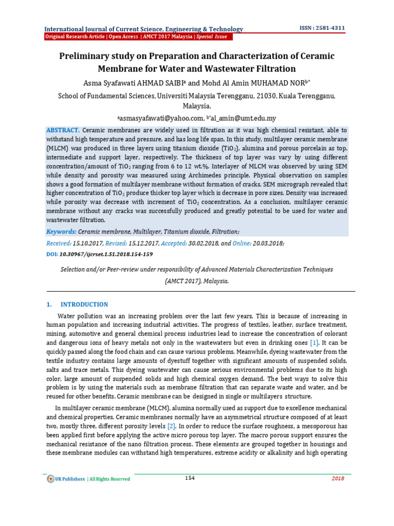 Preliminary Study On Preparation and Characterization of Ceramic ...