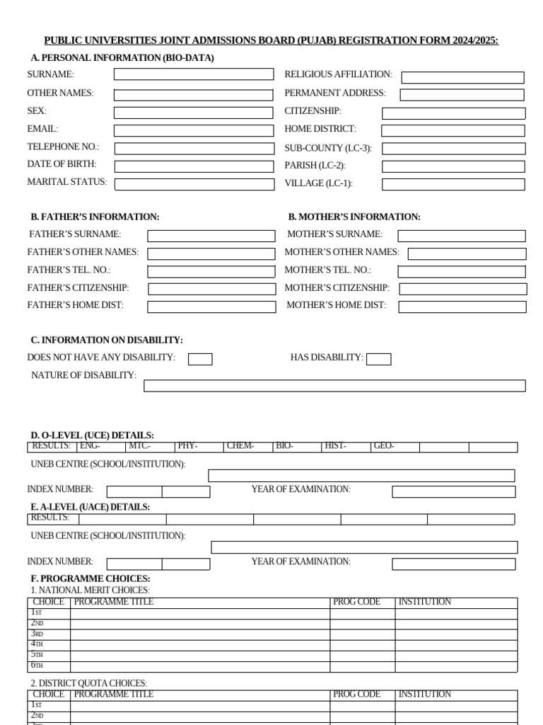 Pujab Data Collection Form | PDF