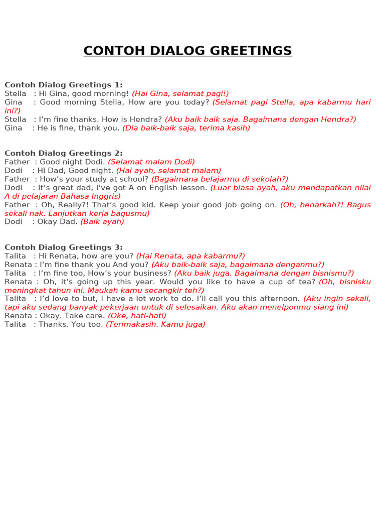 Contoh Dialog Greetings | PDF