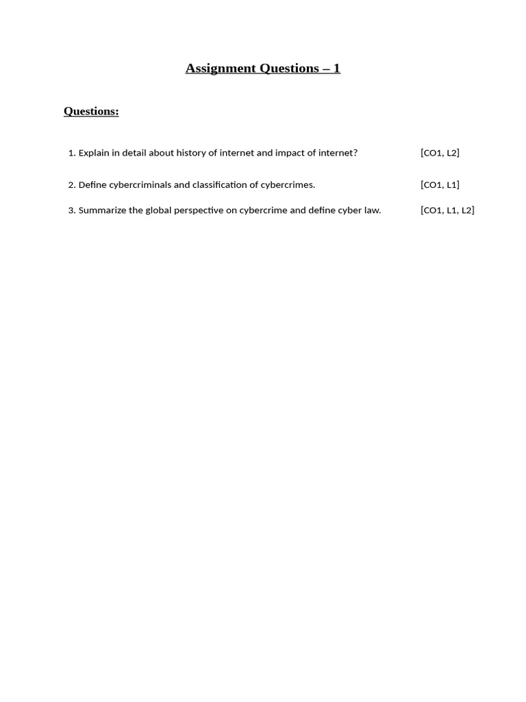 Assignment Questions - 1 | PDF