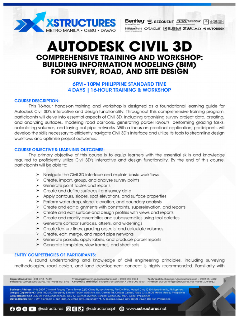 January 26 29 2026 Autodesk Civil 3D Building Information Modeling BIM ...
