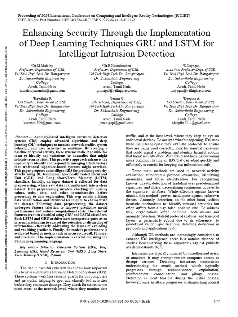 Enhancing Security Through The Implementation of Deep Learning ...