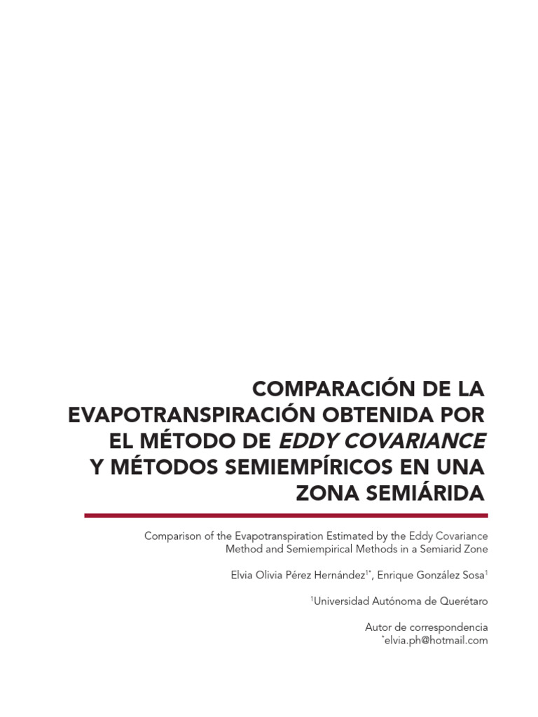 COMPARACIÓN de LA EVT Con Eddy en Zonas Semiaridas | PDF | Calor ...