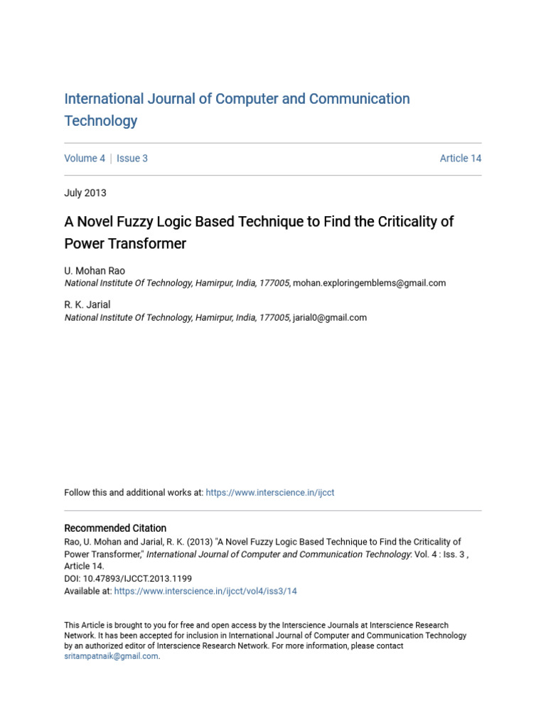 A Novel Fuzzy Logic Based Technique To Findthe Criticality of Power ...