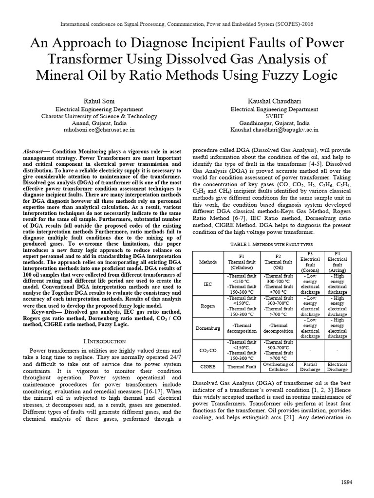 An Approach To Diagnose Incipient Faults of Power Transformer Using ...