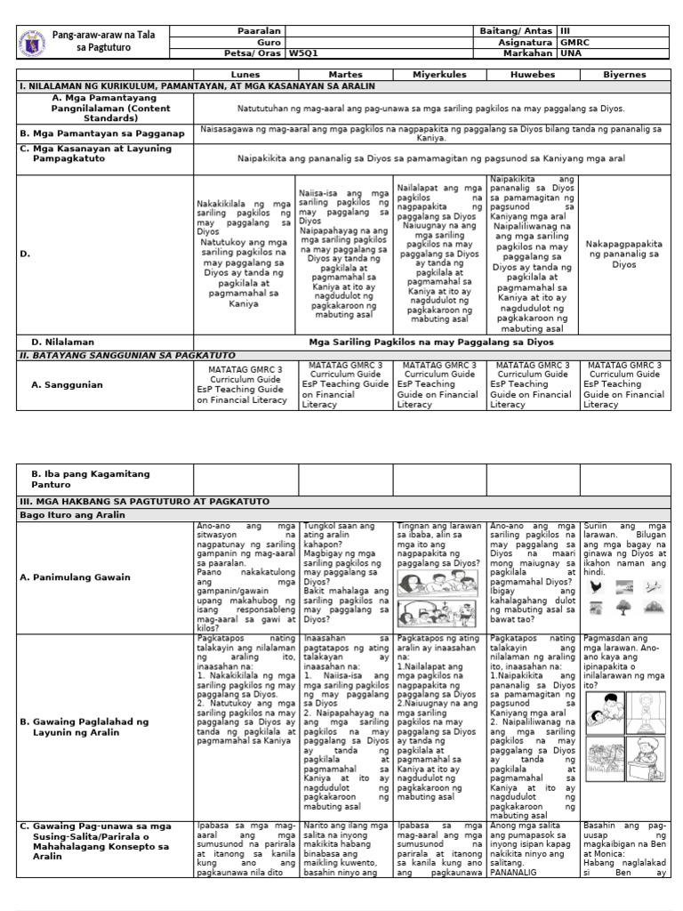 q1 GMRC DLL Week 5 New Template | PDF