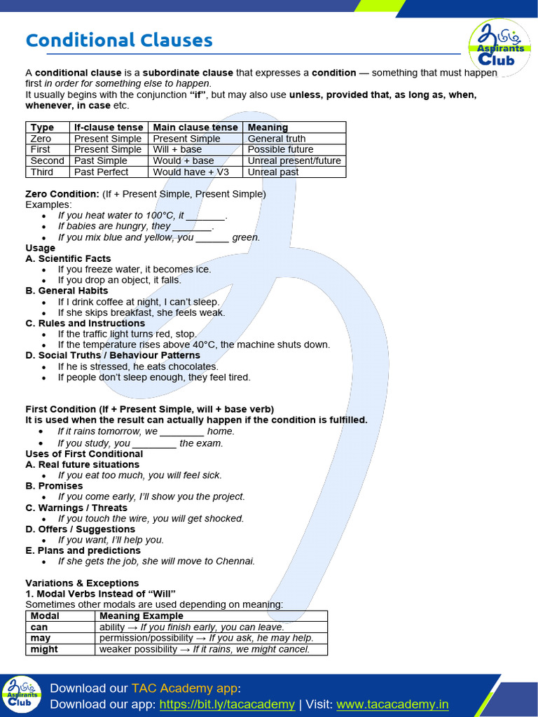Conditional Clauses | PDF | Verb | Linguistic Morphology