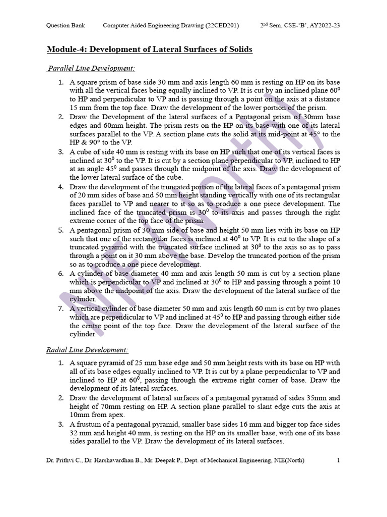 Module-4 - Development of Lateral Surfaces of Solids | PDF | Classical ...