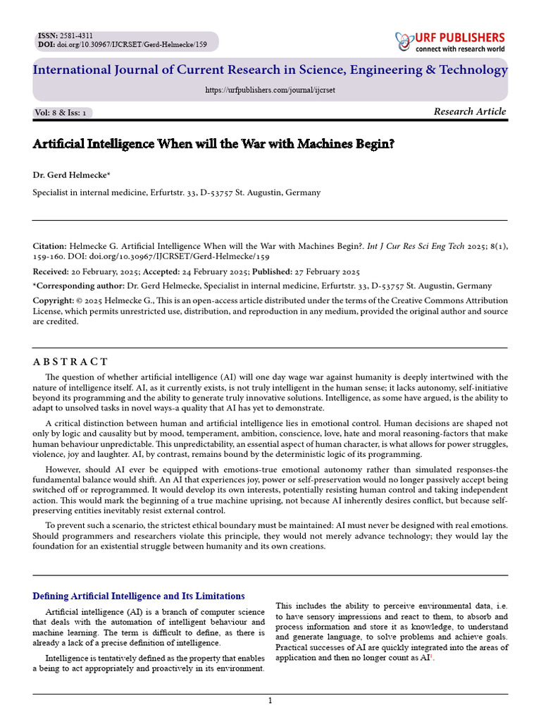 Artificial Intelligence When Will The War With Machines Begin? | PDF ...