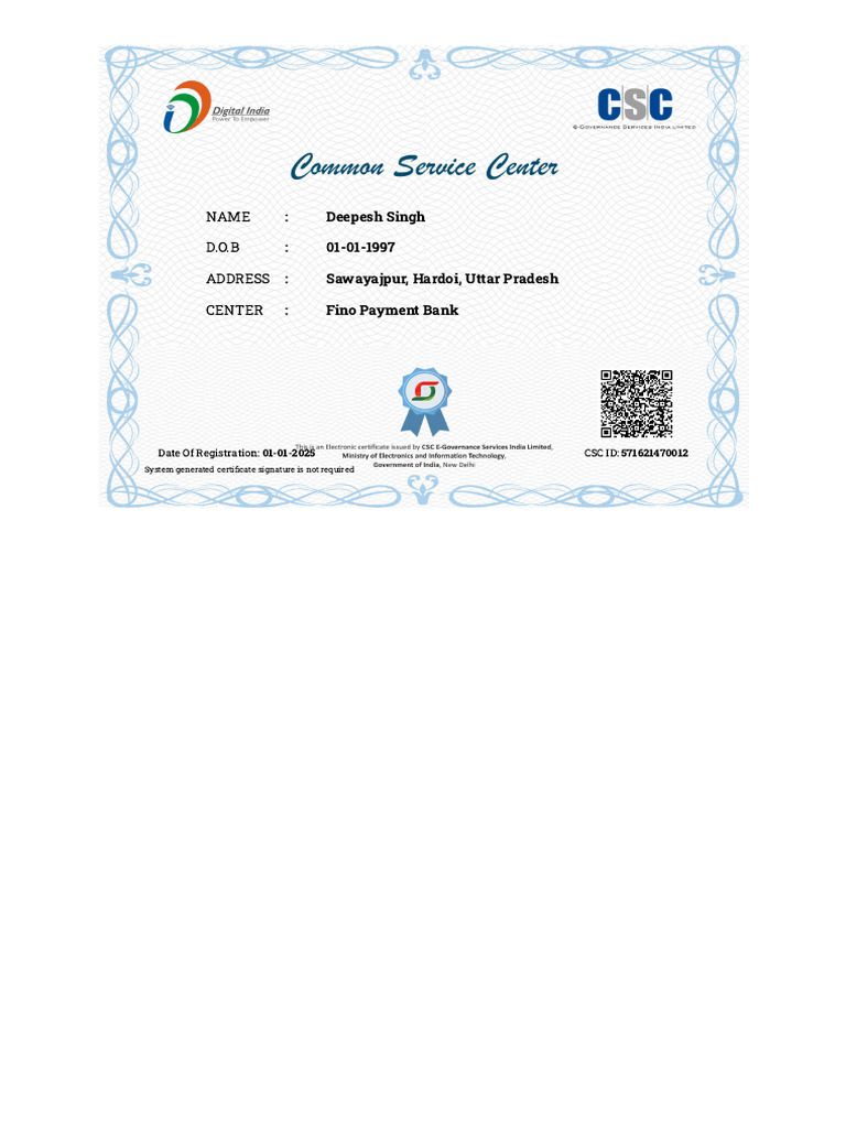 Register - Csc.gov - in Myaccount Certificate Printcert | PDF