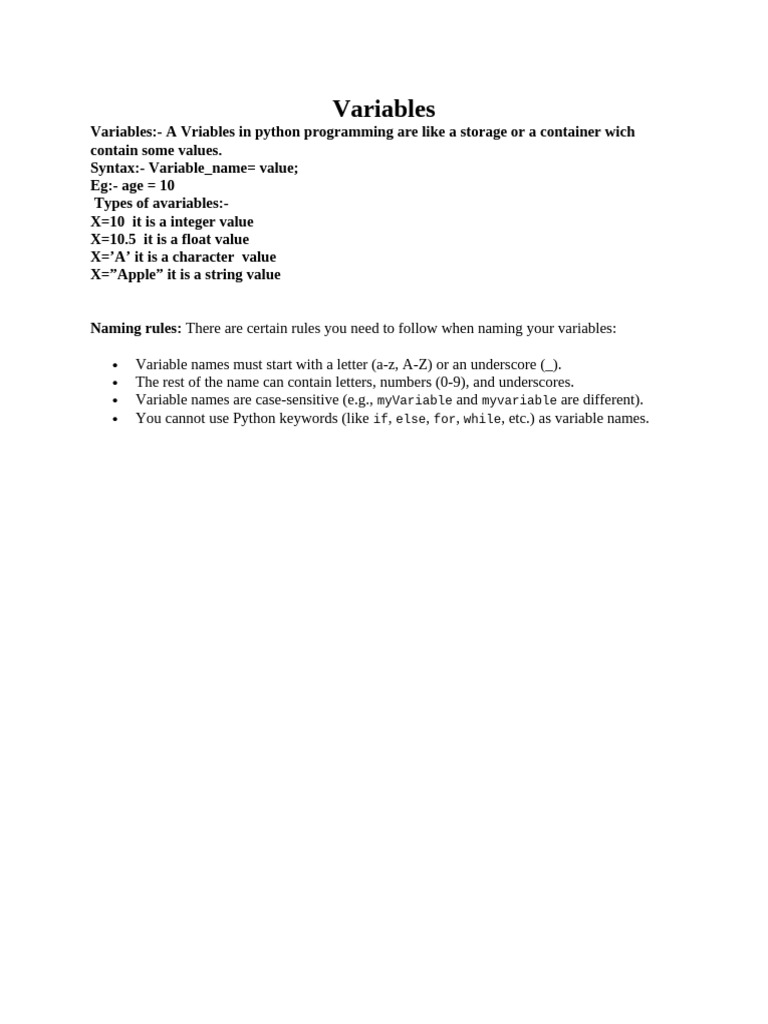Variables | PDF