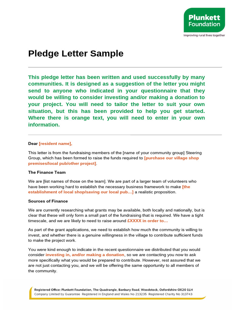 Pledge Letter Example | PDF | Dividend | Economies
