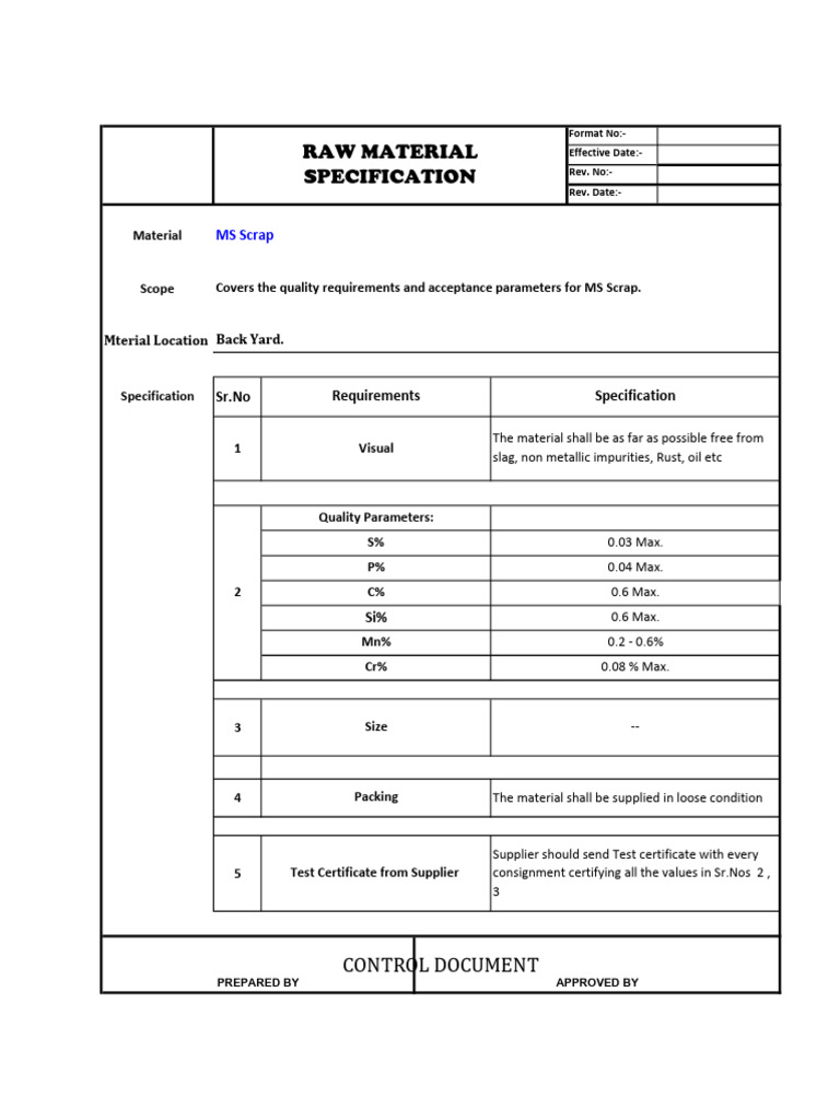 MS Srap Spec. | PDF