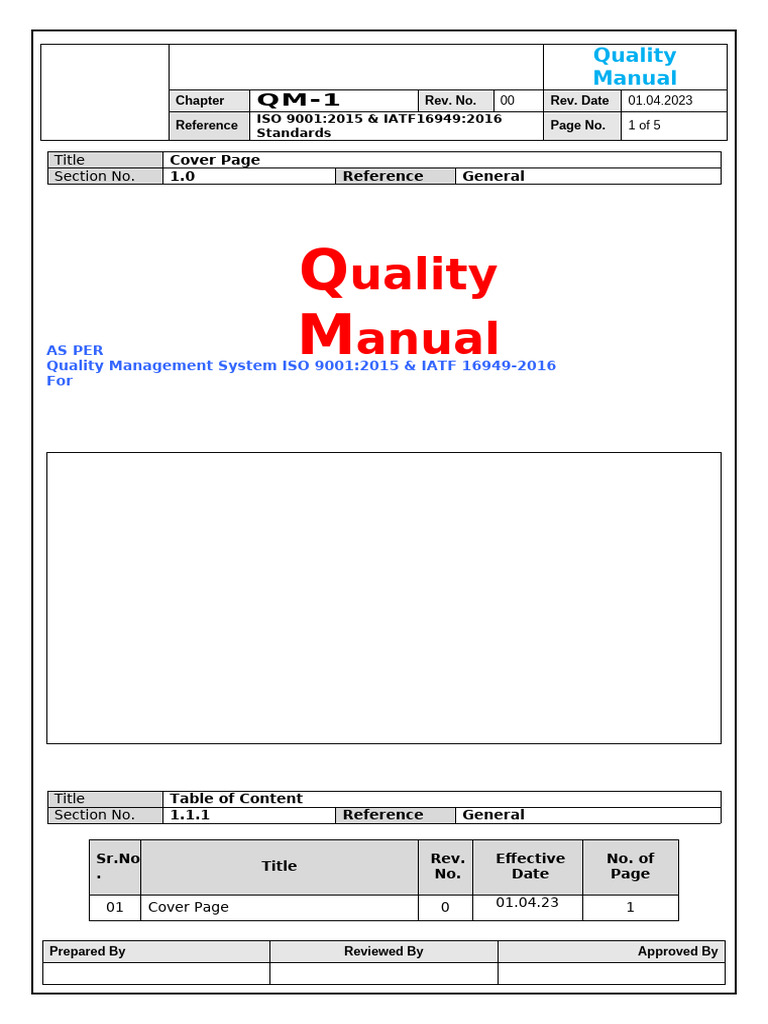 Quality Manual QM 1 | PDF | Quality Management | Quality Management System