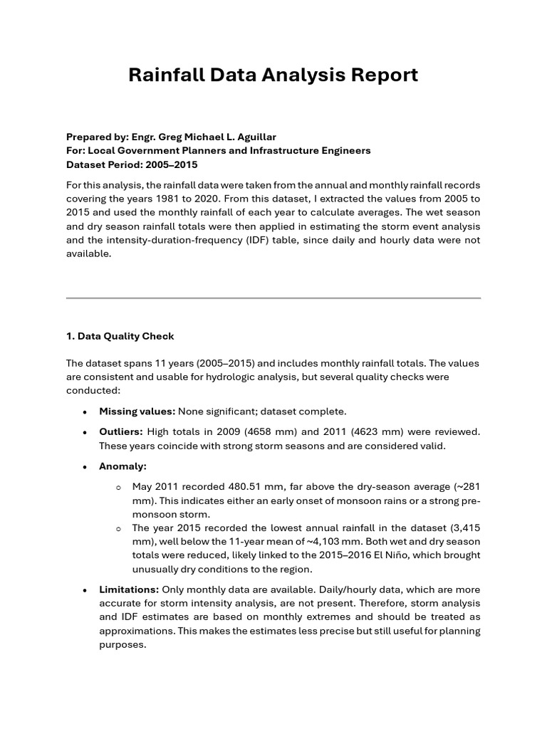 AGUILAR Task 4 Precipitation Data Analysis | PDF | Flood | Rain